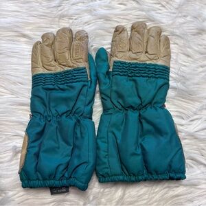 Vintage Segura Teal and Tan Winter Gloves